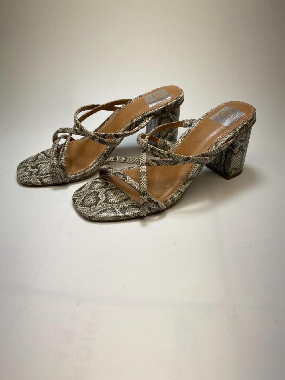 DV by Dolce Vita Womens Huron Exotic animal Print Grey Strap Heel Sandal Sz 7.5